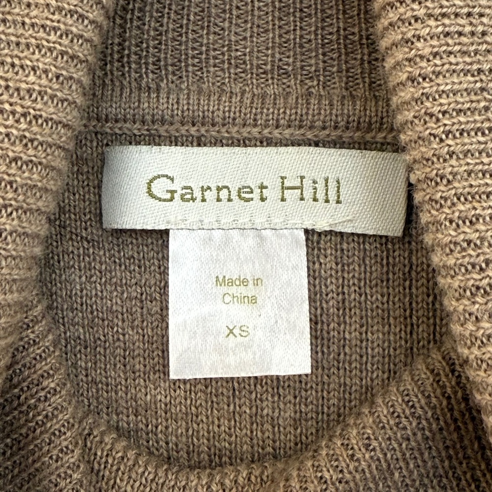 Garnet Hill Merino Wool Ribbed Turtleneck Sweater Dress XS Taupe Beige - Picture 4 of 6